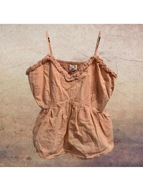 Jopna Delicate Peach Spaghetti-Strap Top with Ruffles and Smocking size M